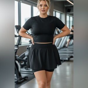 SPANX Get Moving Black Skort Built-In Shorts Size 2X